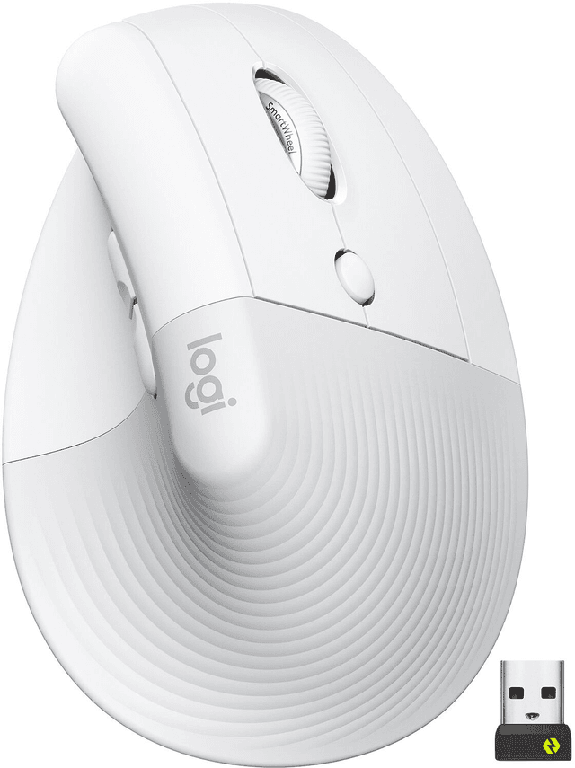 Logitech Lift Vertical Ergonomic Mouse - White / Pale (910-006469)