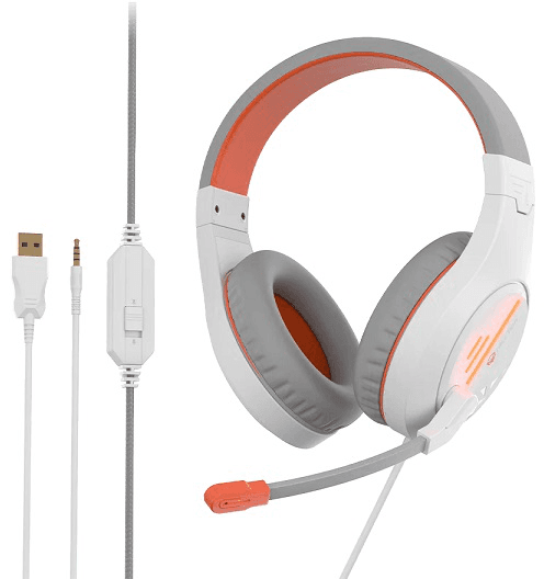 MeeTion Stereo Gaming Headset Lightweight Backlit HP021 - White Orange (MT-HP021)