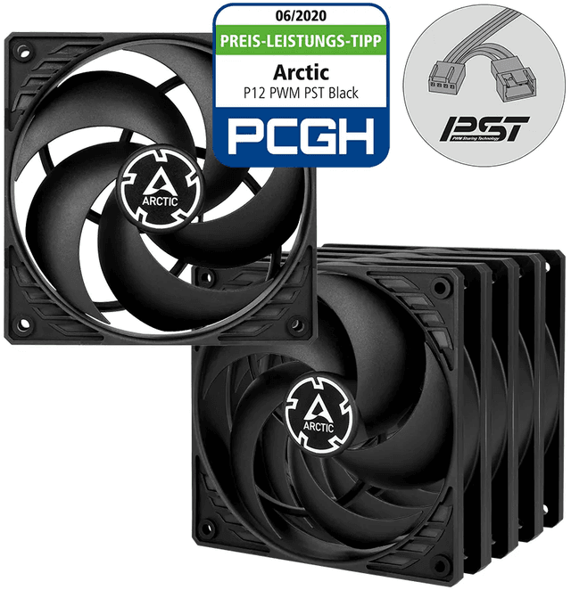 Arctic P12 PWM PST - Black 120mm (5 pack) [ACFAN00137A]