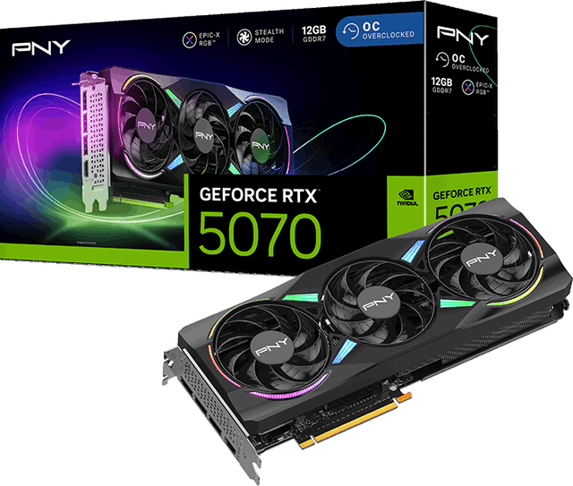 PNY GeForce RTX 5070 ARGB EPIC-X RGB Overclocked Triple Fan [VCG507012TFXXPB1-O]