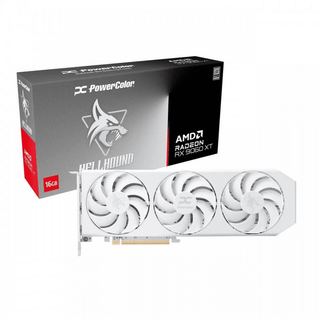 PowerColor Hellhound Spectral White AMD Radeon RX 9060 XT 16GB GDDR6 [RX9060XT 16G-L/OC/WHITE]