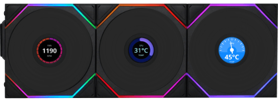 Lian Li UNI FAN TL120 LCD Wireless (Pack de 3 / Negro) [12TLLCD1W3B]